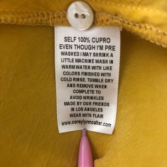 Corey Lynn Calter Sun Yellow Cupro Midi Dress Minimalist Shapeless Topper - Picture 5 of 13